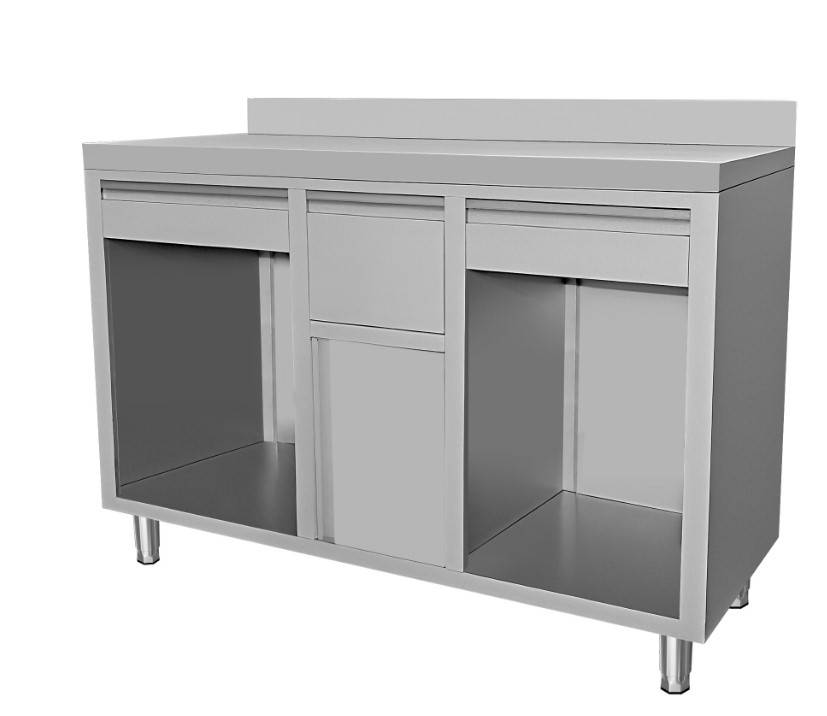 Kaffee Arbeitstisch aus Edelstahl, 1500 x 600 x 1150 mm