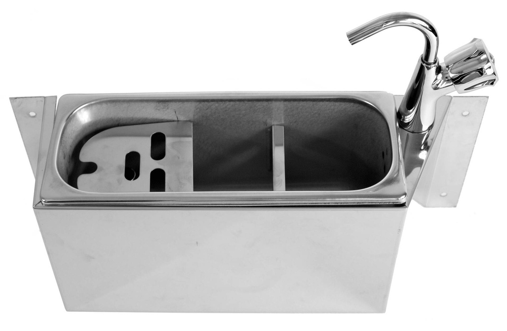 Spülbecke für Eislöffel mit Wasserhahnit aus Edelstahl