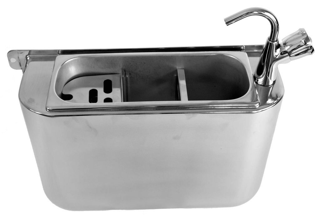 Spülbecke für Eislöffel mit Wasserhahnit aus Edelstahl