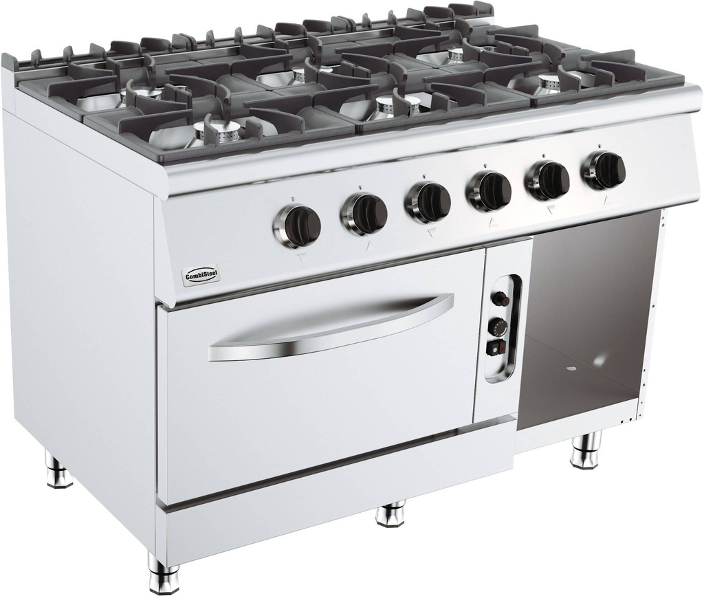 Base 700 Gasherd 6 Brenner mit Gasbackofen, 1200 x 700 x 900 mm