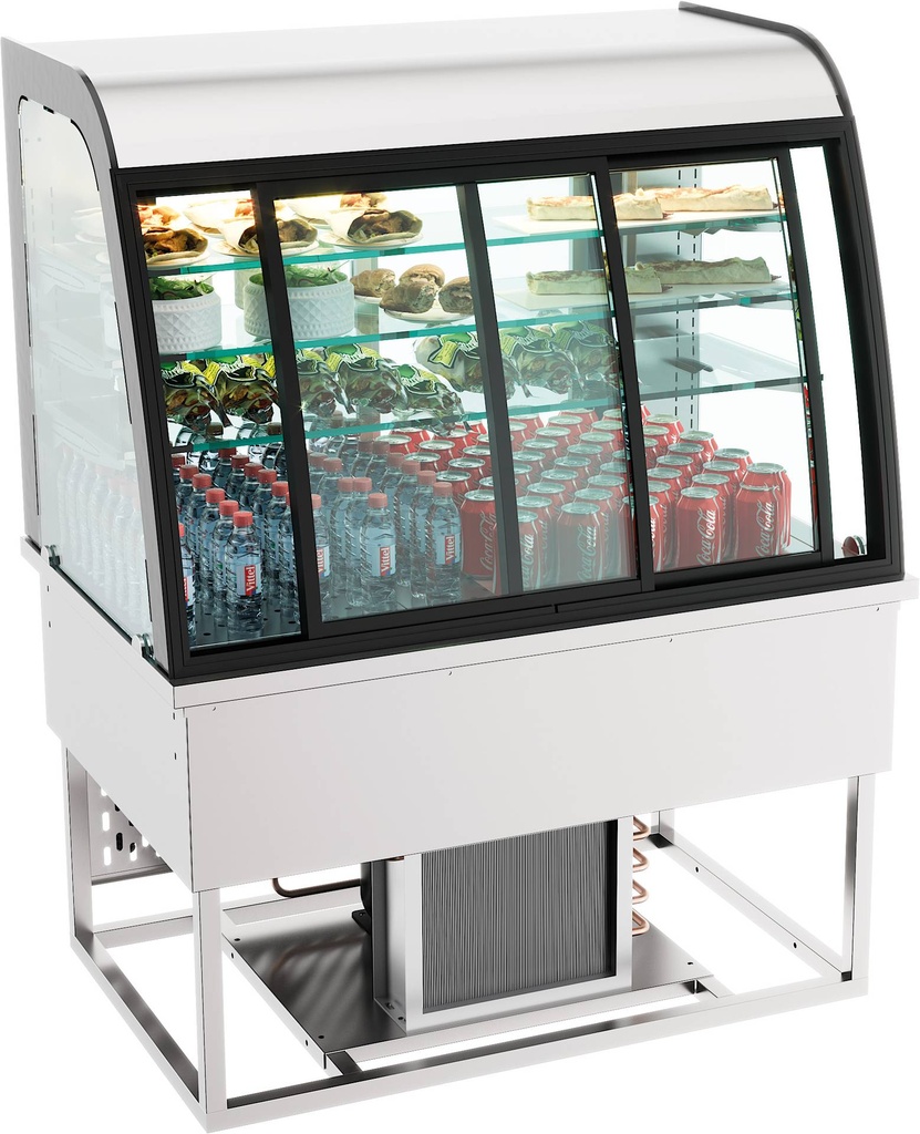 Einbaukühlvitrine Schiebetüren, 200 L, 1400 x 700 x 850 mm