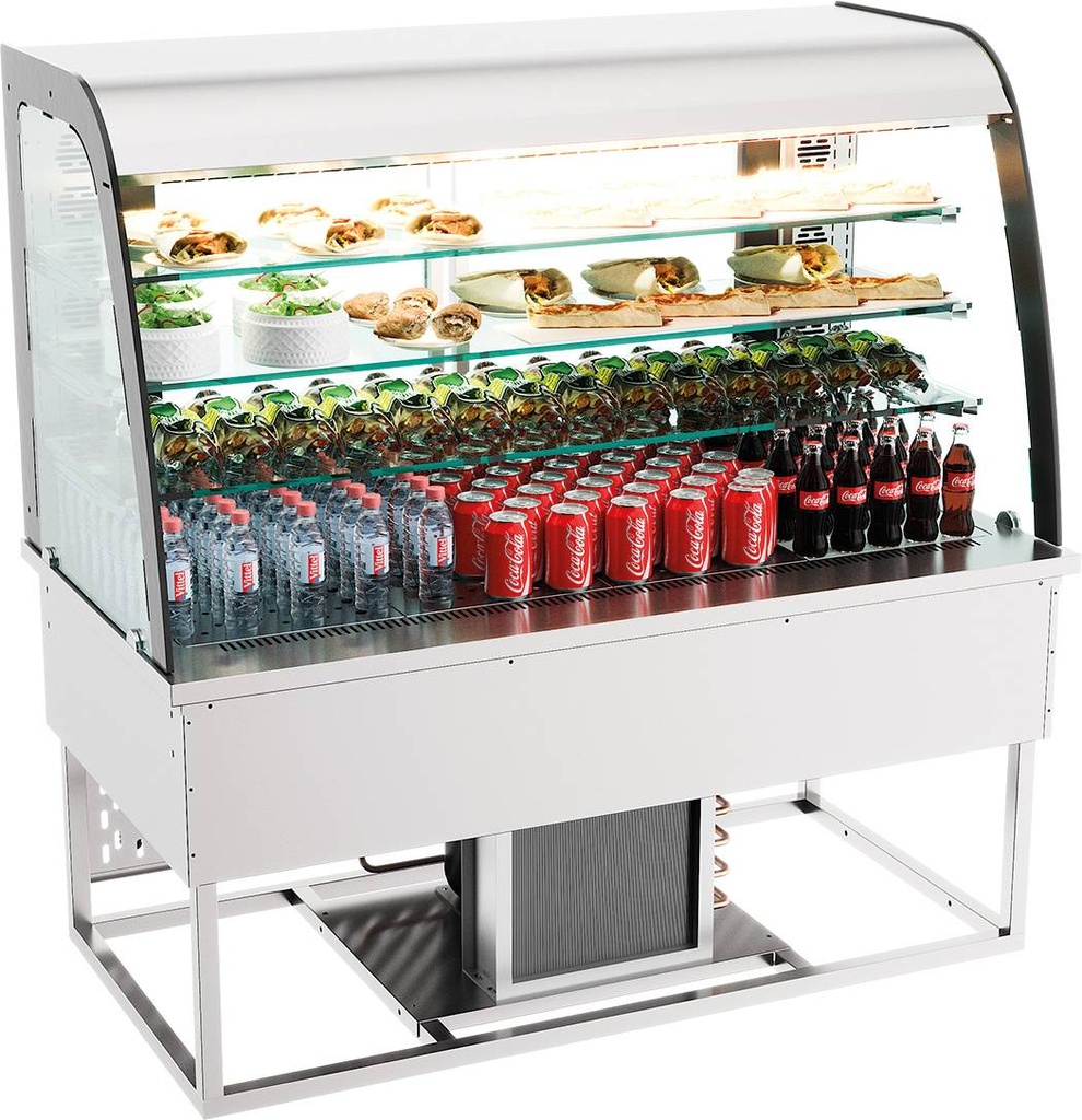 Einbaukühlvitrine Offen, 200 L, 1400 x 700 x 850 mm