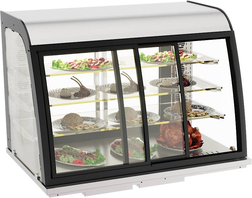 Einbauwärmevitrine Schiebetüren, 140 L, 1100 x 700 x 850 mm