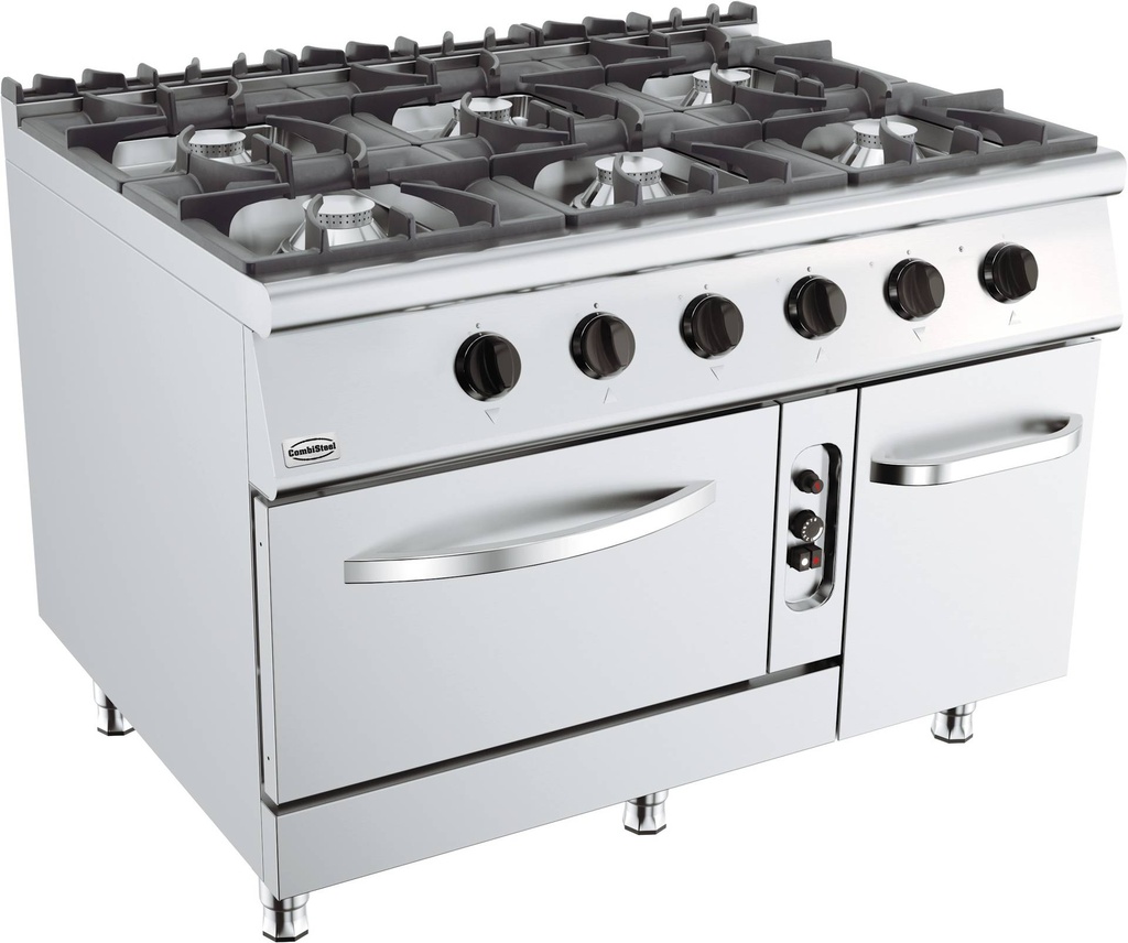 Base 900 Gasherd 6 Brenner mit Gasbackofen, 1200 x 900 x 900 mm