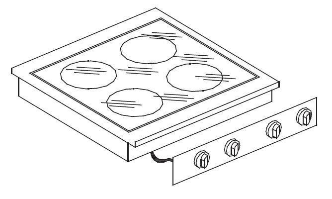 Glaskeramikherd 4 Zonen, 600 x 600 x 260 mm