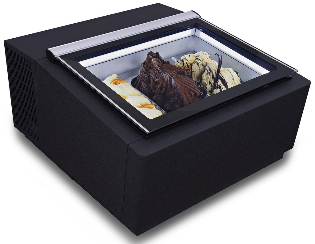 Tischmodell Speiseisvitrine mit Kundenseite, 670 x 750 x 375 mm, schwarz