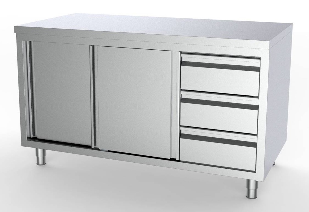 700 Arbeitstisch rechts aus Edelstahl, 1800 x 700 x 850 mm