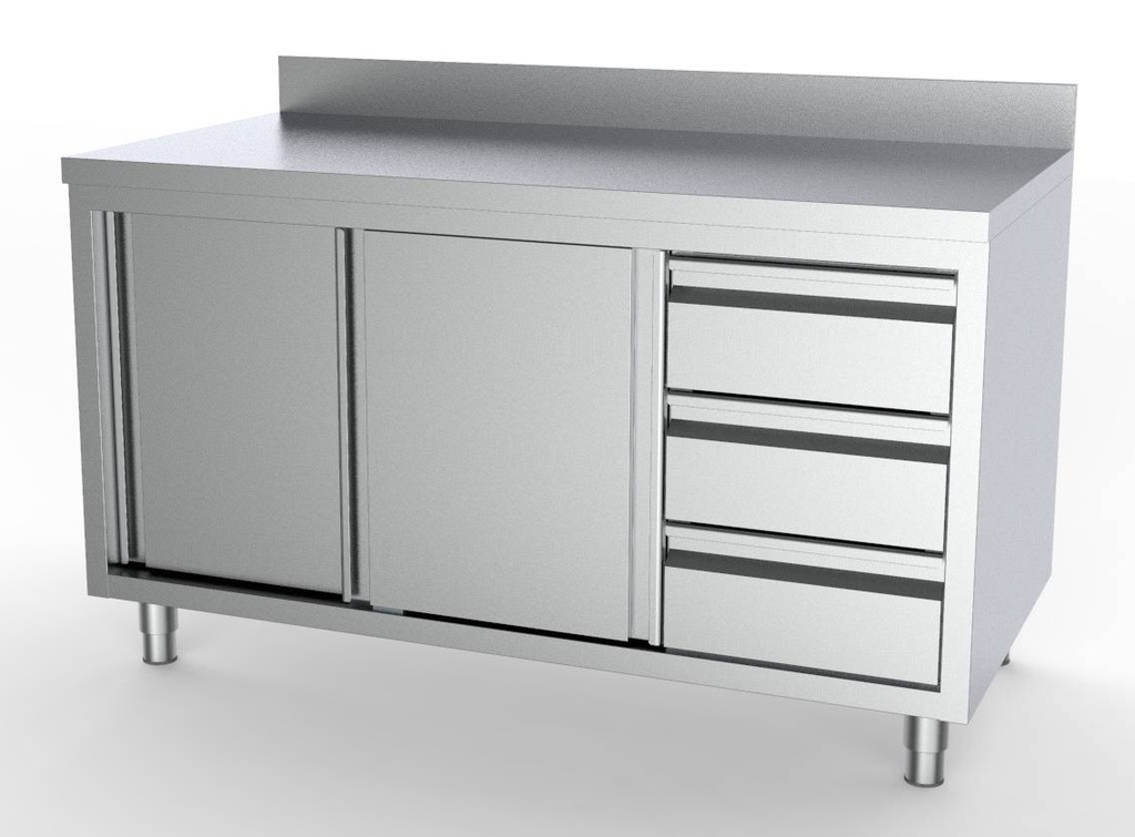 700 Arbeitstisch rechts mit Aufkantung aus Edelstahl, 1800 x 700 x 850 mm