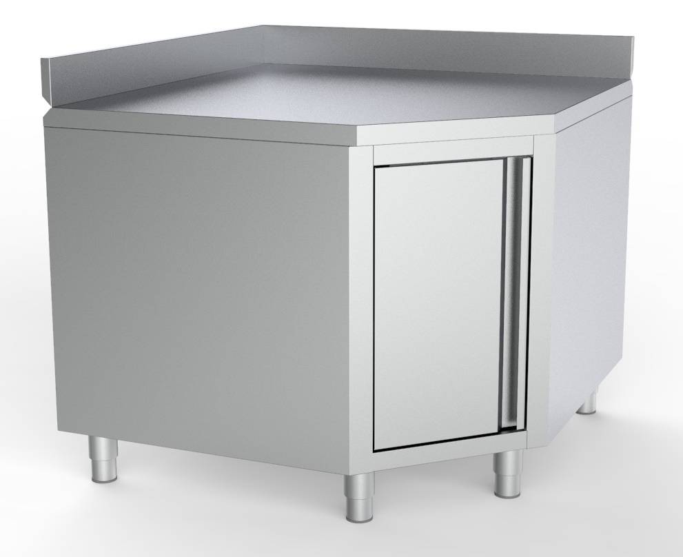 Arbeitstisch Ecke mit Aufkantung aus Edelstahl, 1000 x 600 x 850 mm
