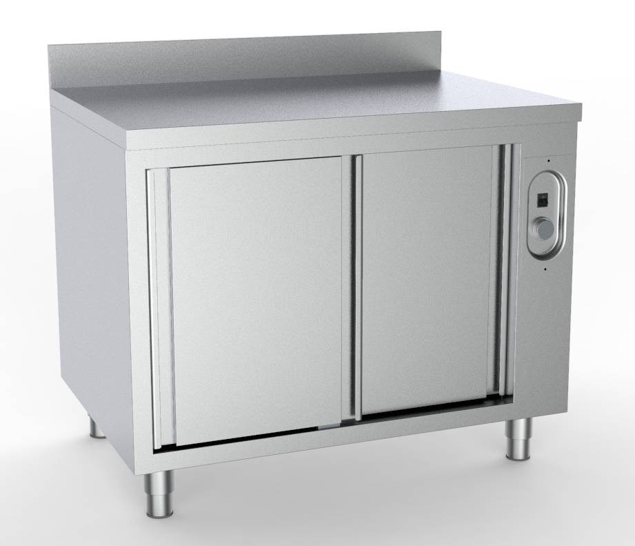 700 Wärmeschrank mit Aufkantung aus Edelstahl, 1600 x 700 x 850 mm