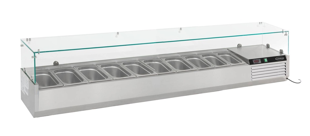 Aufsatzvitrine 10 aus Edelstahl, 2000 x 335 x 435 mm