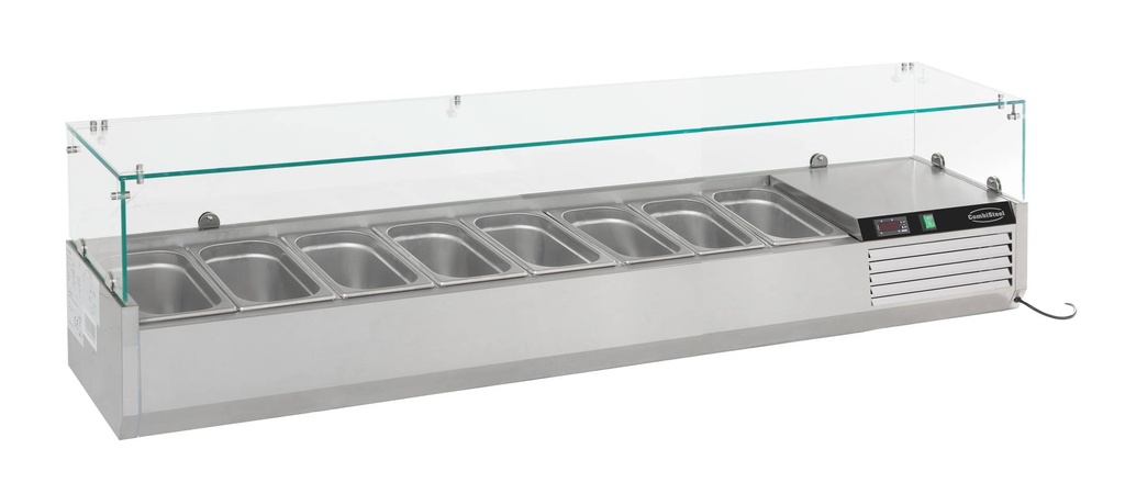 Aufsatzvitrine 8 aus Edelstahl, 1800 x 395 x 435 mm