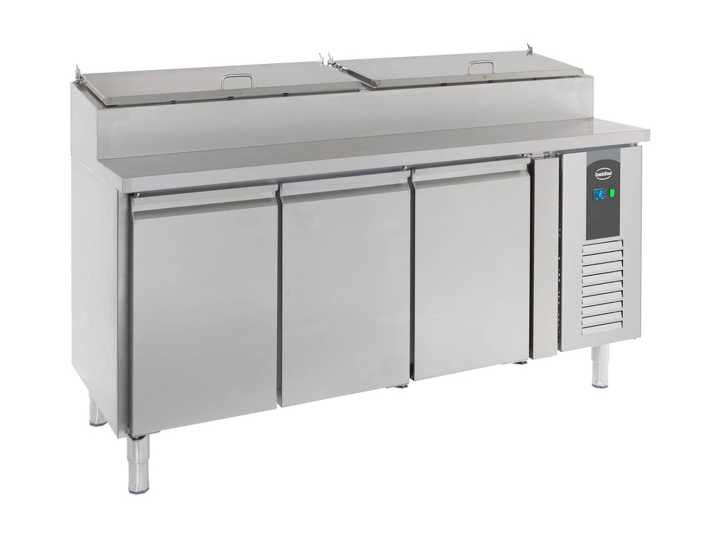 Saladette 3 Türen aus Edelstahl, 8 x 1/3 GN, 1795 x 700 x 1085 mm