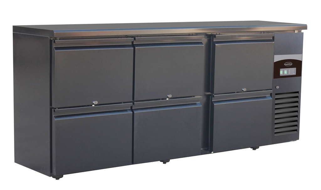 Barkühler 6 Schubladen, 2002 x 513 x 860 mm, schwarz