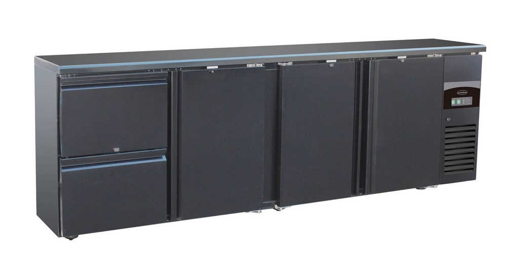 Barkühler 3 Türen und 2, 2542 x 513 x 860 mm, schwarz