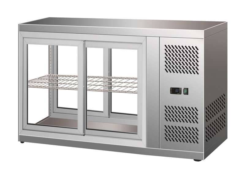 Gebäckvitrine aus Edelstahl, 1110 x 510 x 550 mm, 150 L