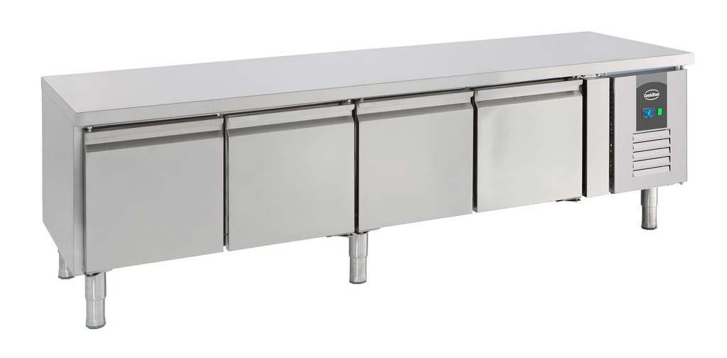 Kühltisch 650 Hoch 4 aus Edelstahl, 2230 x 700 x 650 mm