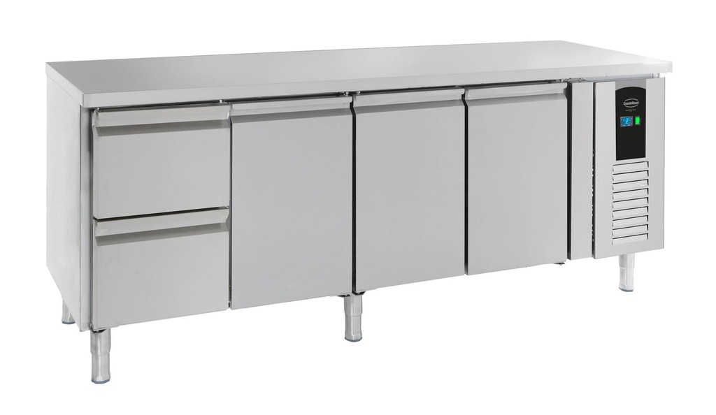 700 Kühltisch aus Edelstahl, 2230 x 700 x 860 mm, 344 L