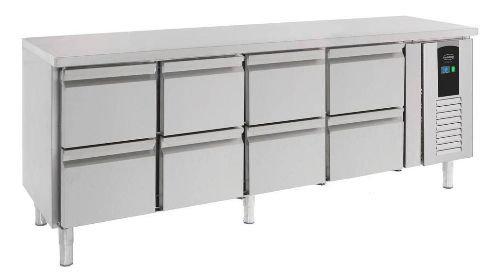 700 Kühltisch aus Edelstahl, 2230 x 700 x 860 mm, 211 L