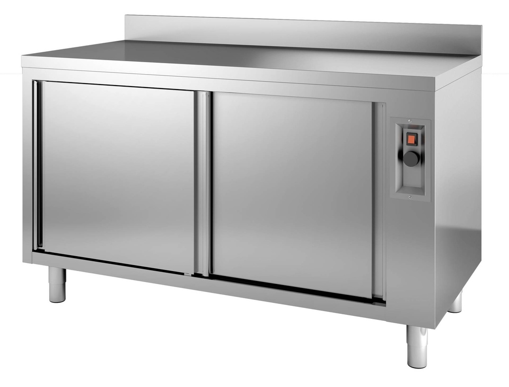 600 Wärmeschrank mit Aufkantung aus Edelstahl, 2000 x 600 x 850 mm