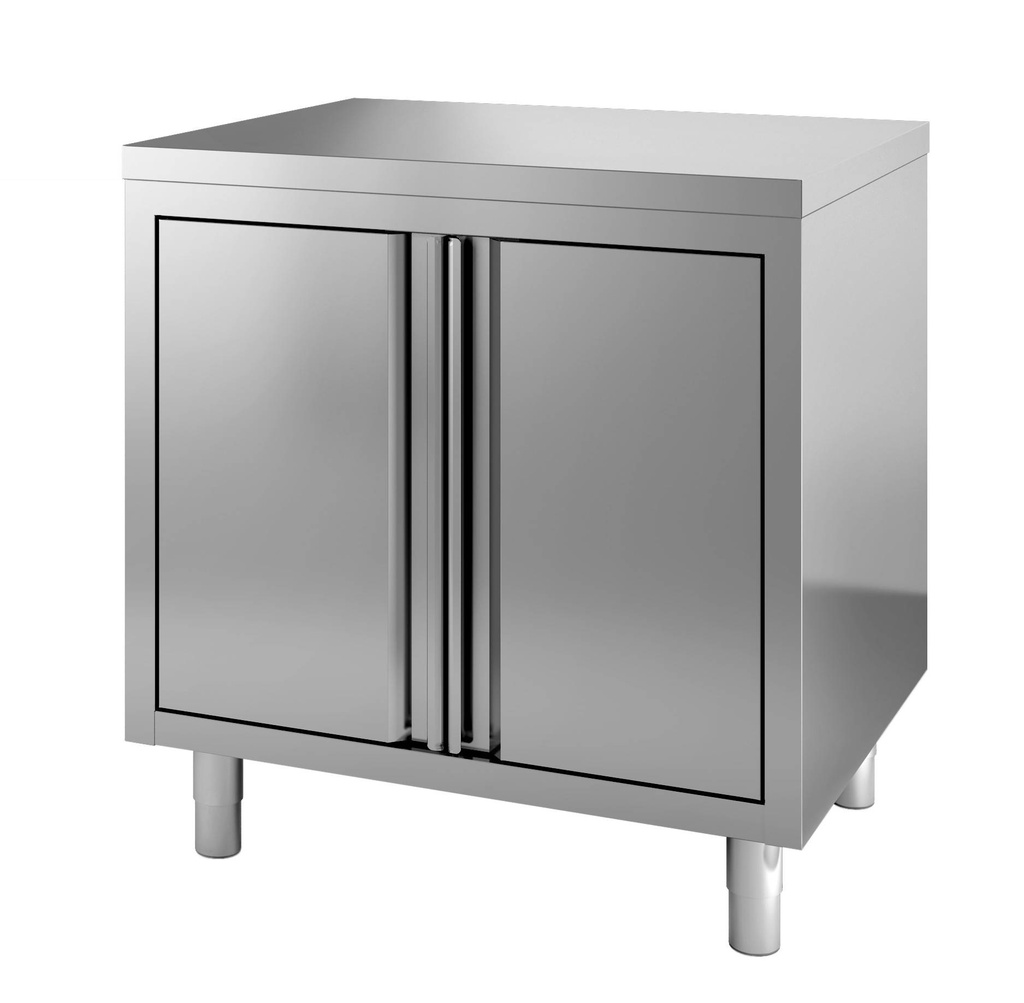 700 Arbeitstisch mit Drehtür aus Edelstahl, 800 x 700 x 850 mm