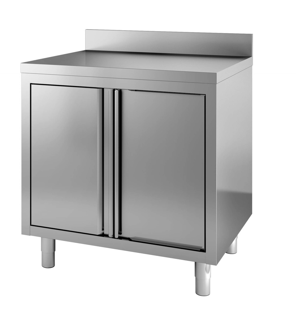 700 Arbeitstisch mit Drehtüren aus Edelstahl, 800 x 700 x 850 mm