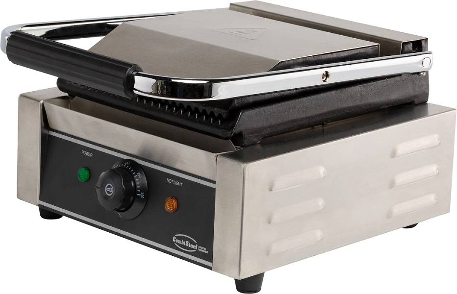 Kontaktgrill Einzeln aus Edelstahl, 320 x 410 x 190 mm