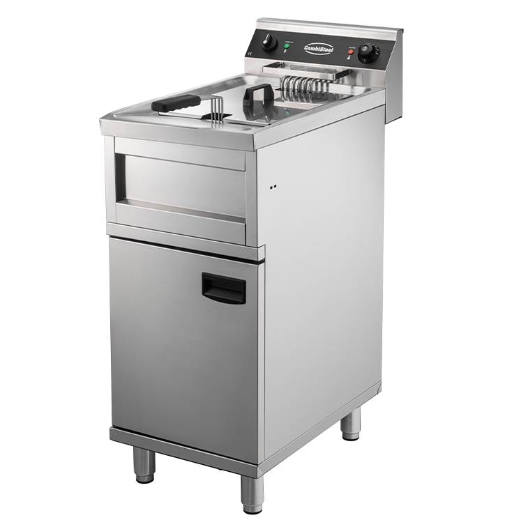 Elektro Friteuse aus Edelstahl, 1 x 12 L, 6 kW, 400 x 700 x 850 mm