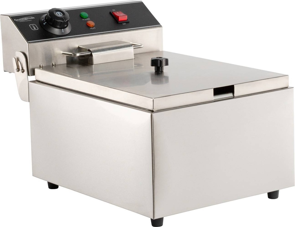 Elektro Tischfriteuse aus Edelstahl, 1 x 6 L, 290 x 440 x 290 mm