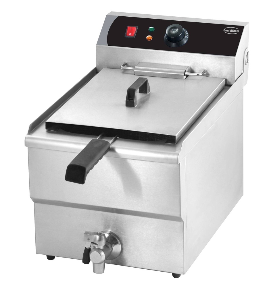 Elektro Tischfriteuse aus Edelstahl, 1 x 10 L, 340 x 560 x 380 mm