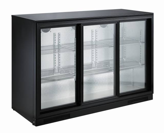 Barkühler 3 Schiebetüren, 1335 x 500 x 900 mm, schwarz