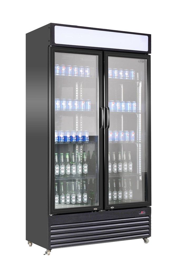 Kühlschrank 2 Glastüren, 1120 x 595 x 2100 mm, schwarz