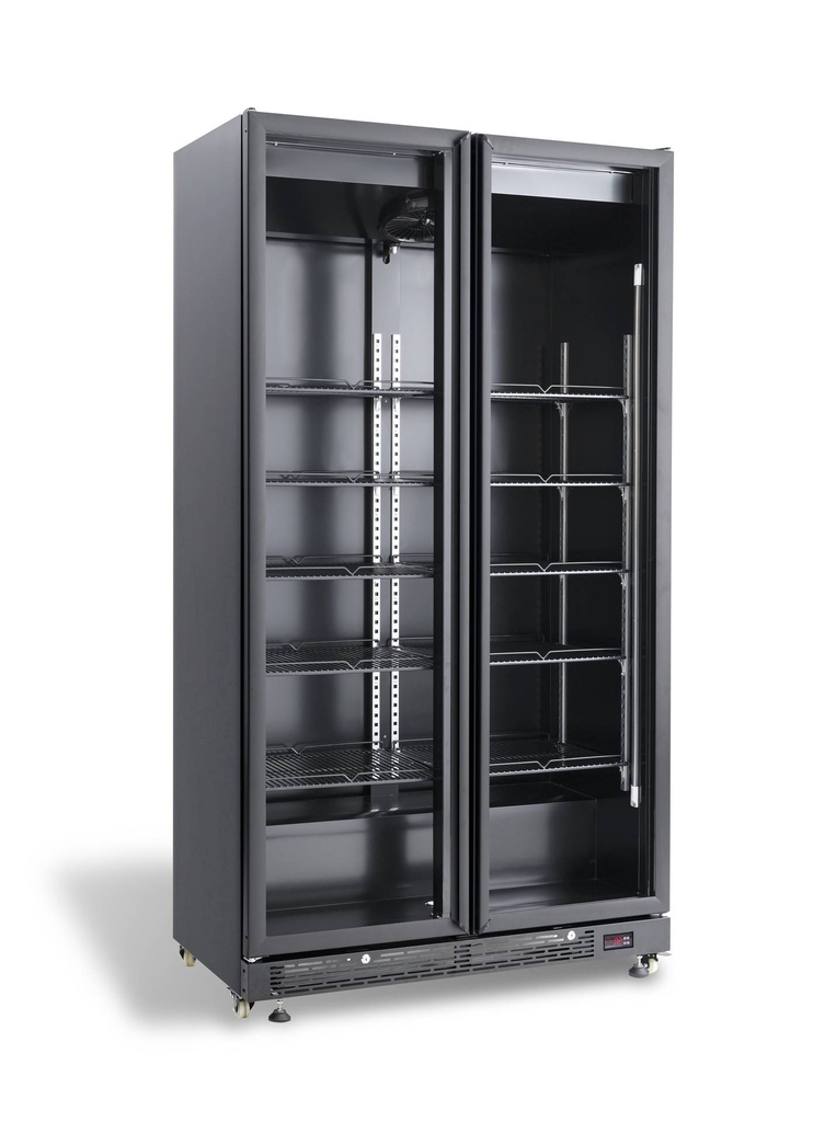 Kühlschrank 2 Glastüren, 1120 x 597 x 2100 mm, schwarz