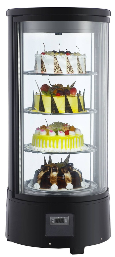 Rotierende Kühlvitrine, 72 L, 450 x 450 x 983 mm, schwarz