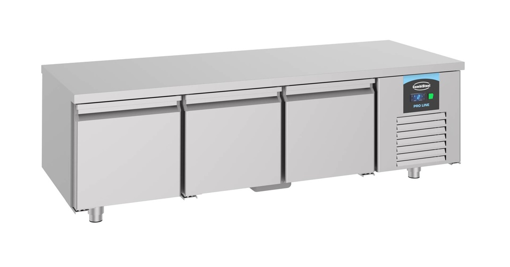 Kühltisch 600 Hoch 3 mit Türen aus Edelstahl, 1600 x 700 x 600 mm