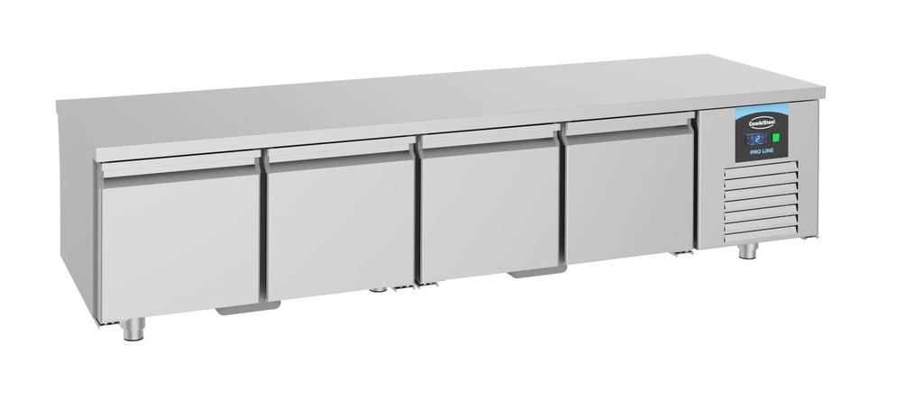 Kühltisch 600 Hoch 4 mit Türen aus Edelstahl, 2200 x 700 x 600 mm