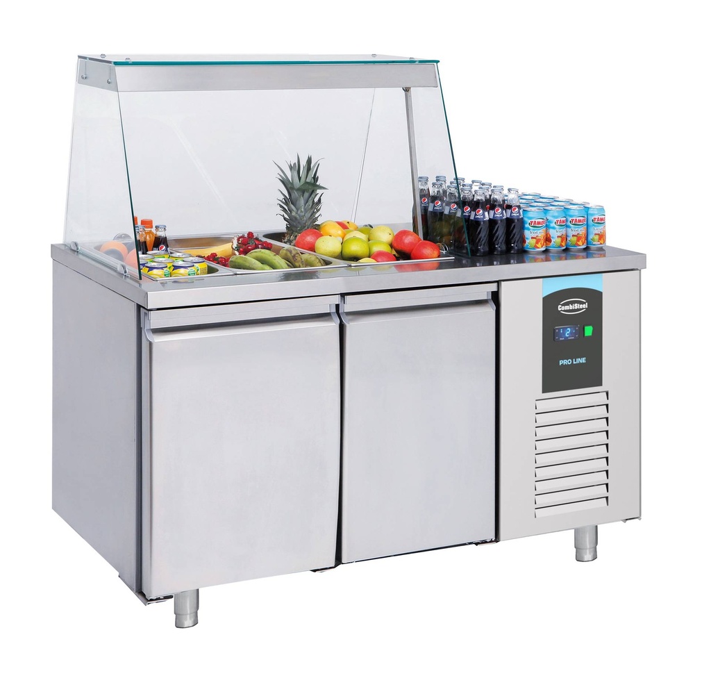 Saladette 2 Türen aus Edelstahl, 3 x 1/1 GN, 1400 x 700 x 850 mm