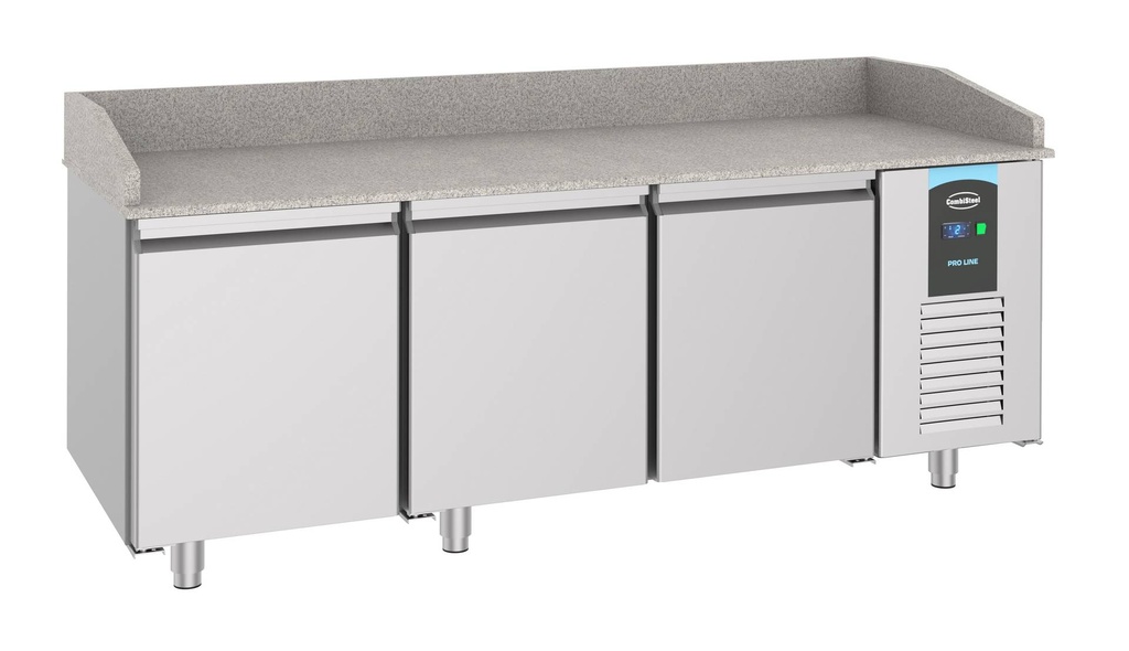 Pizzatisch mit 3 aus Edelstahl, 2100 x 800 x 1080 mm