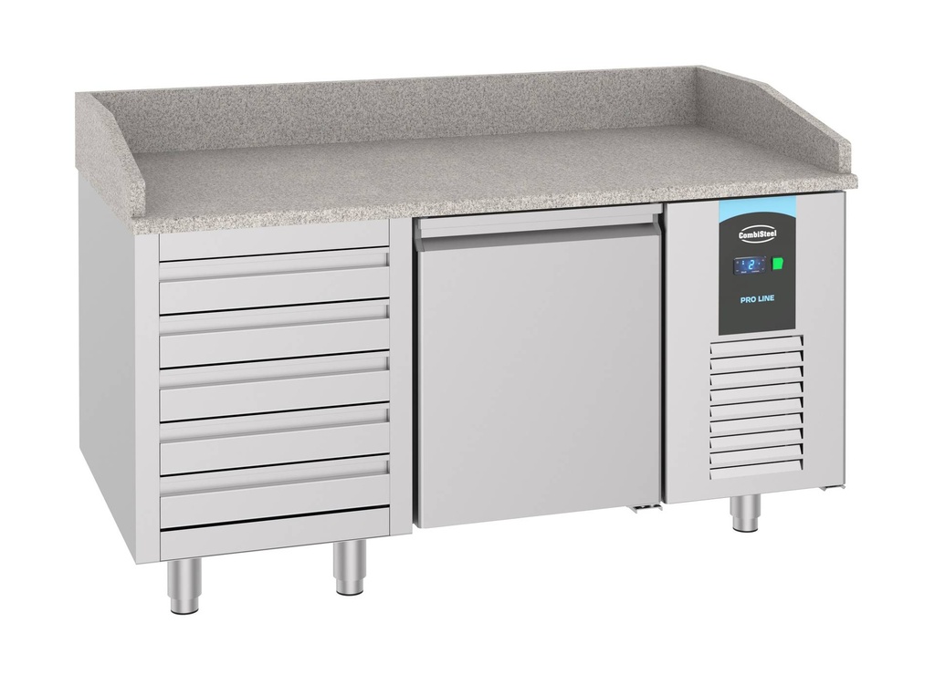 Pizzatisch mit 1 Tür aus Edelstahl, 1550 x 800 x 1080 mm