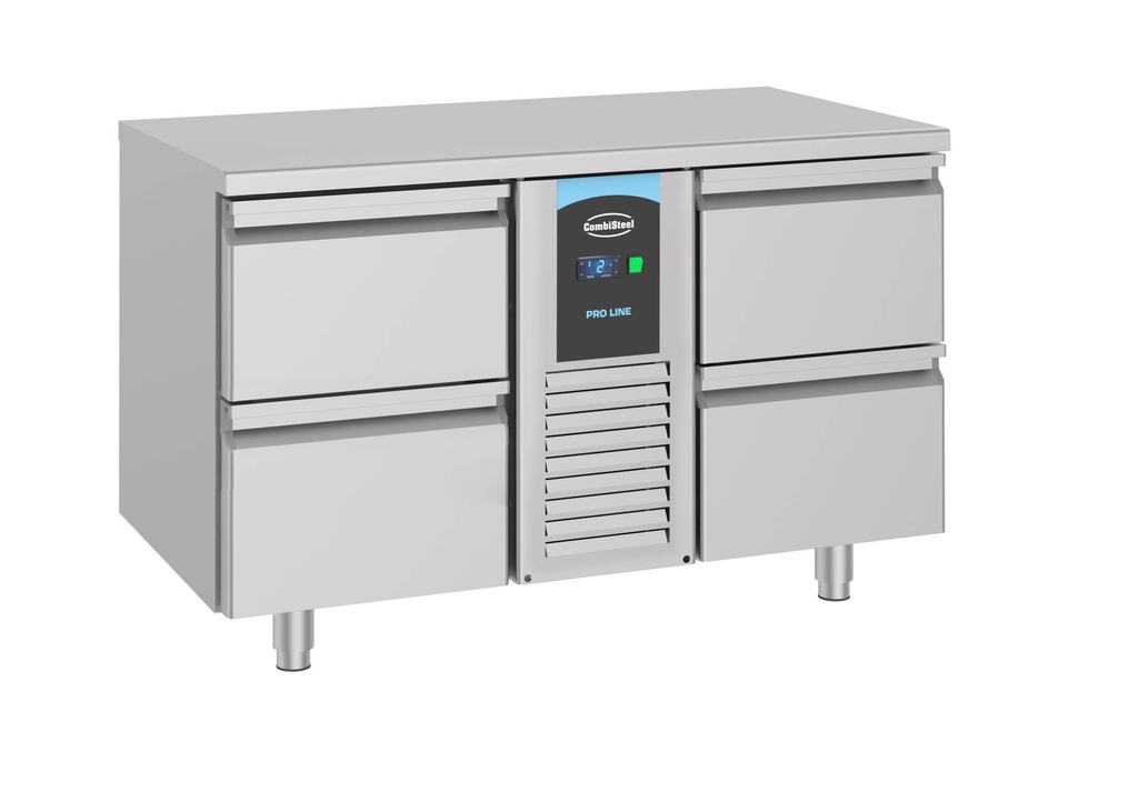 700 Kühltisch 4 aus Edelstahl, 1300 x 700 x 850 mm