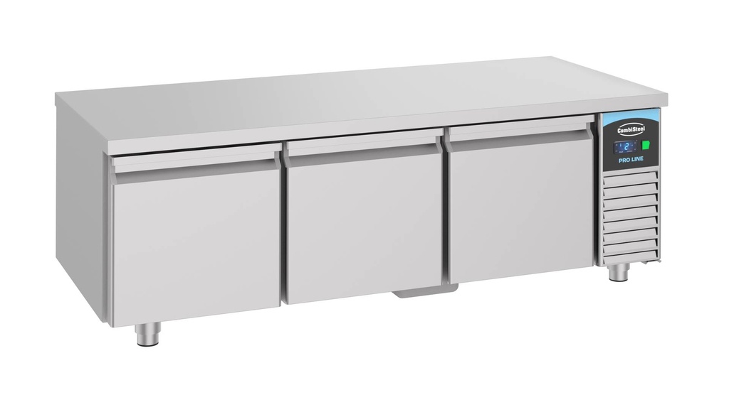 Kühltisch 600 Hoch 3 mit Schubladen aus Edelstahl, 1600 x 700 x 600 mm