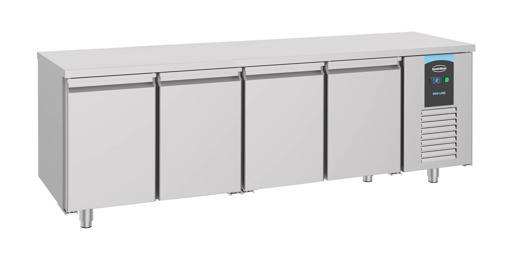 700 Kühltisch 4 Türen mit Energy aus Edelstahl, 2330 x 700 x 850 mm
