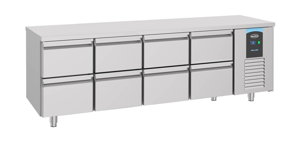700 Kühltisch 8 aus Edelstahl, 2330 x 700 x 850 mm