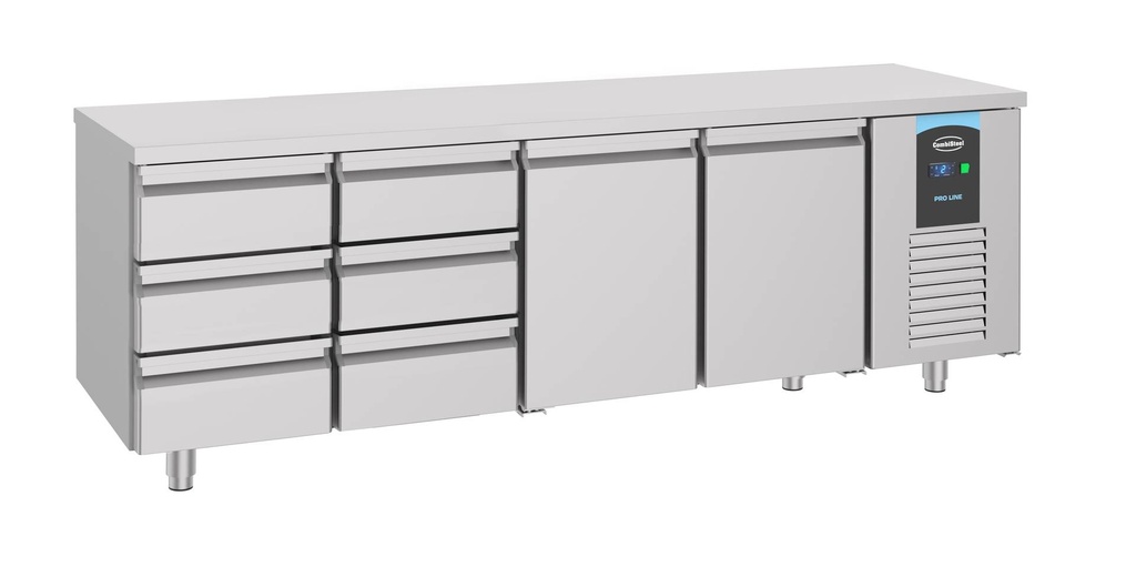 700 Kühltisch 2 Türen aus Edelstahl, 2330 x 700 x 850 mm