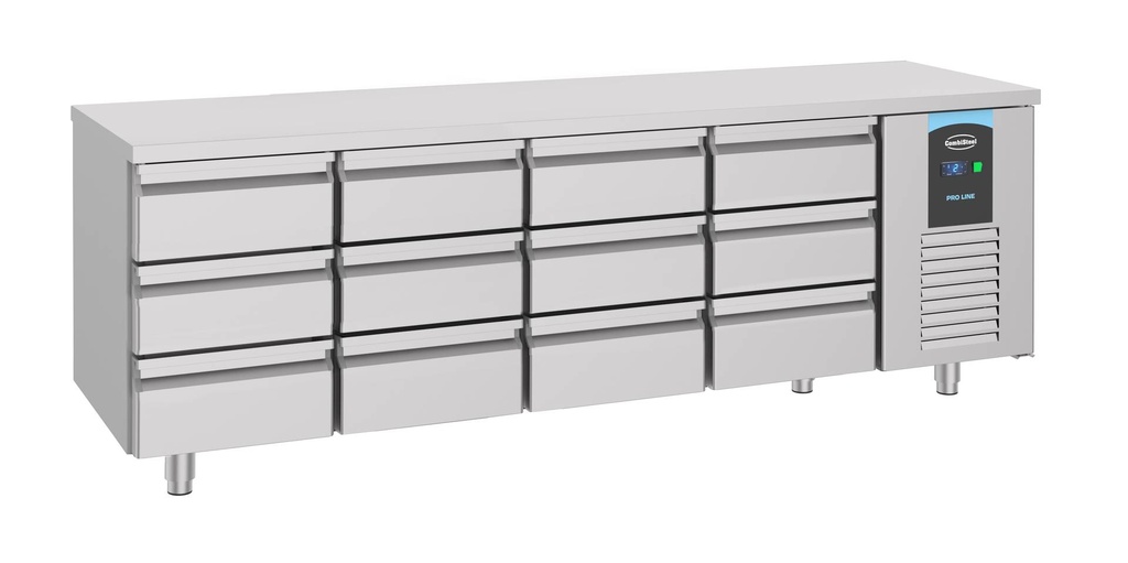 700 Kühltisch 12 aus Edelstahl, 2330 x 700 x 850 mm