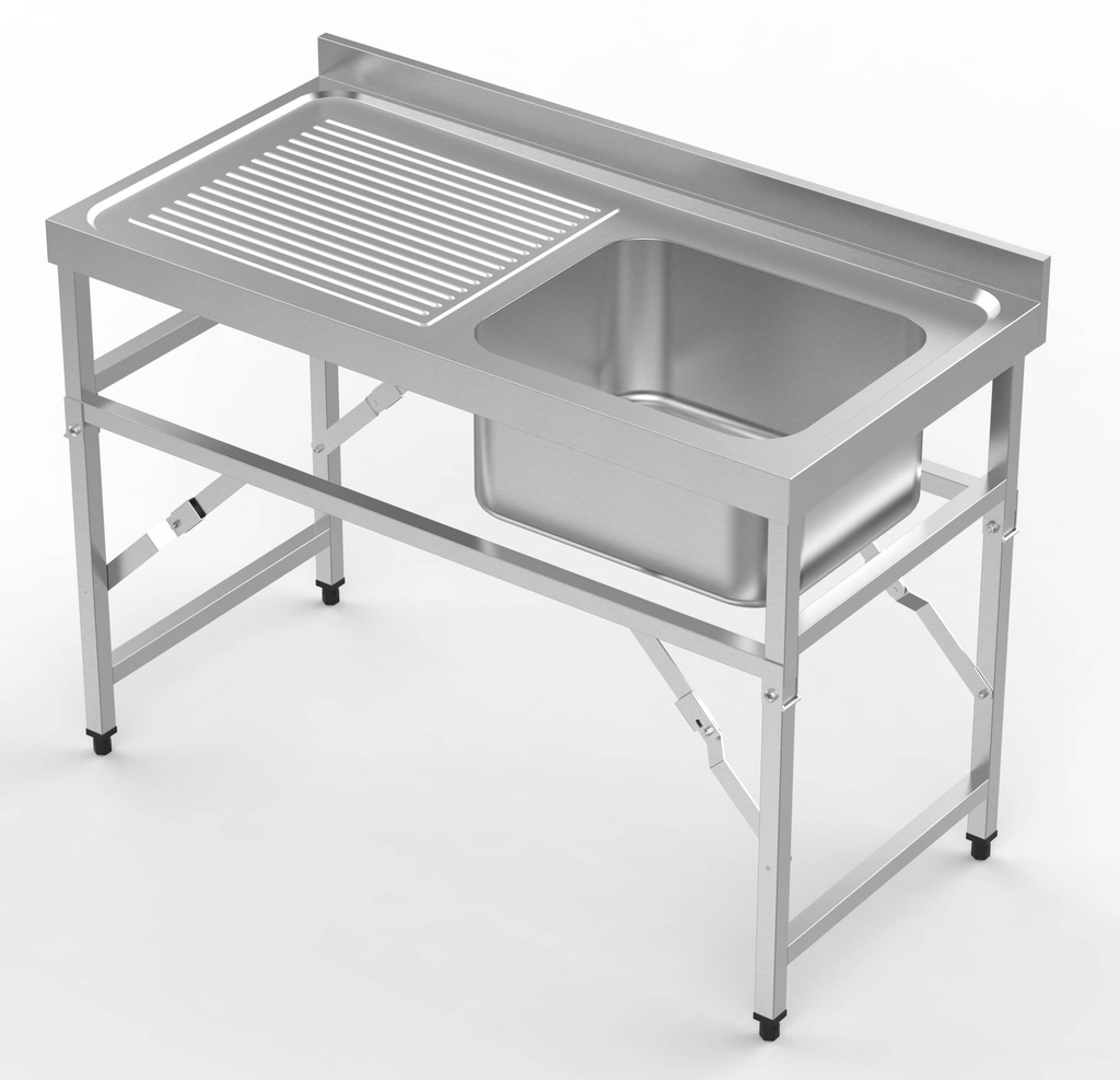 600 Zusammenklappbare aus Edelstahl, 1200 x 600 x 910 mm