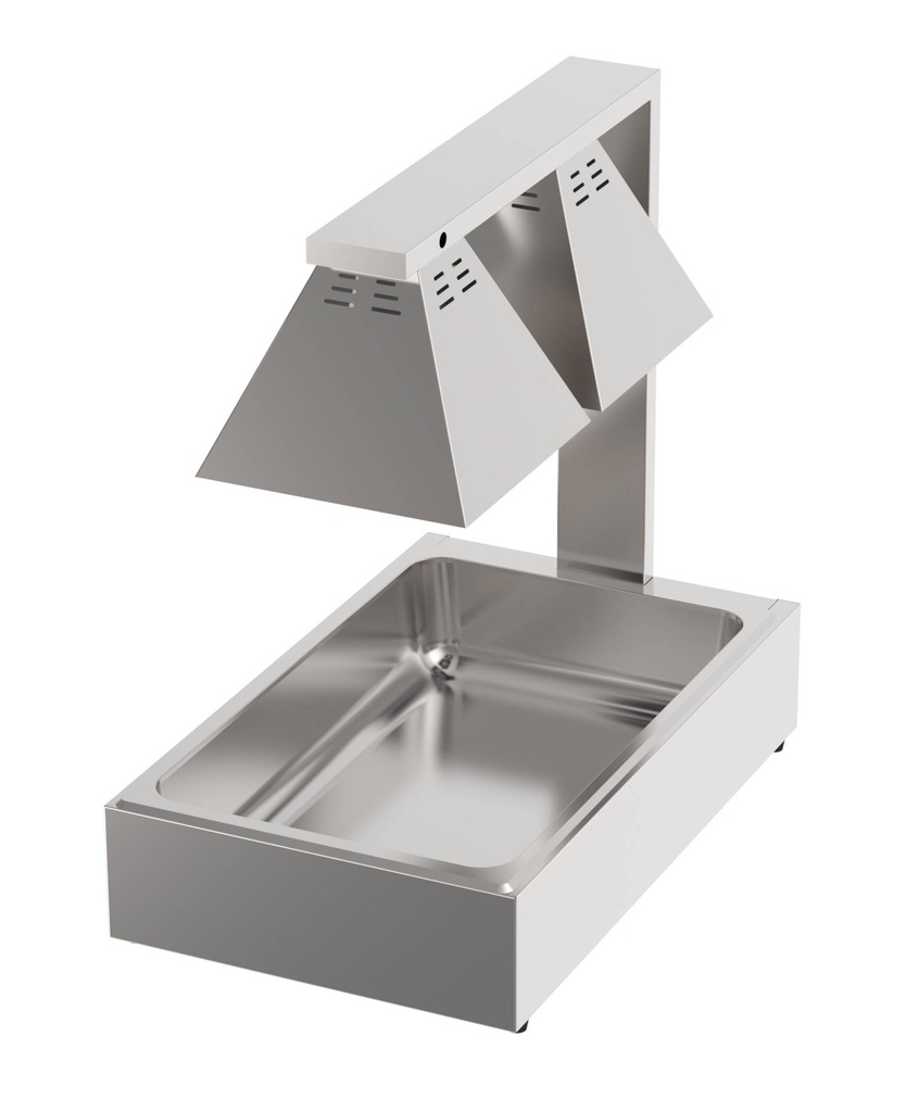 Wärmelampe 2 Lampen aus Edelstahl, 343 x 559 x 569 mm