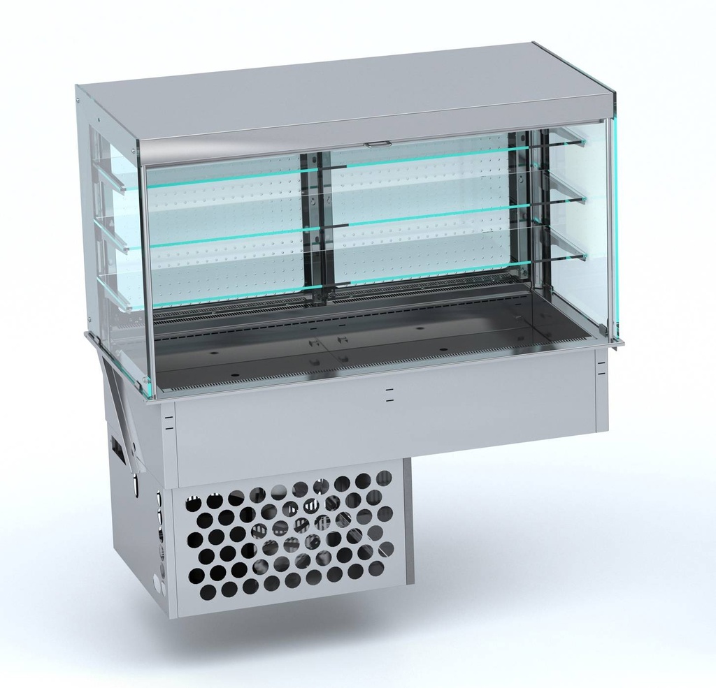 Einbaukühlvitrine Eckig mit Rollvorhang, 1440 x 720 x 1430 mm