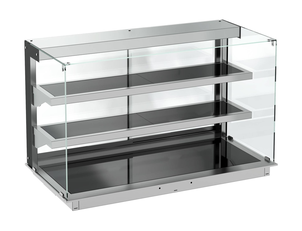 Einbauwärmevitrine Keramik Eckig aus Edelstahl, schwarz