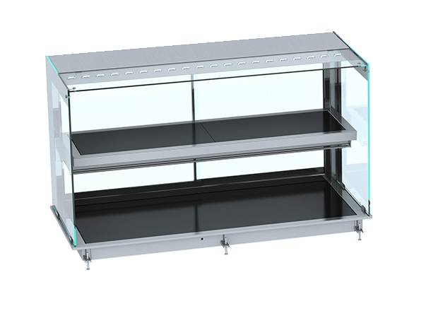 Einbauwärmevitrine Eckig 4/1 aus Keramik, schwarz